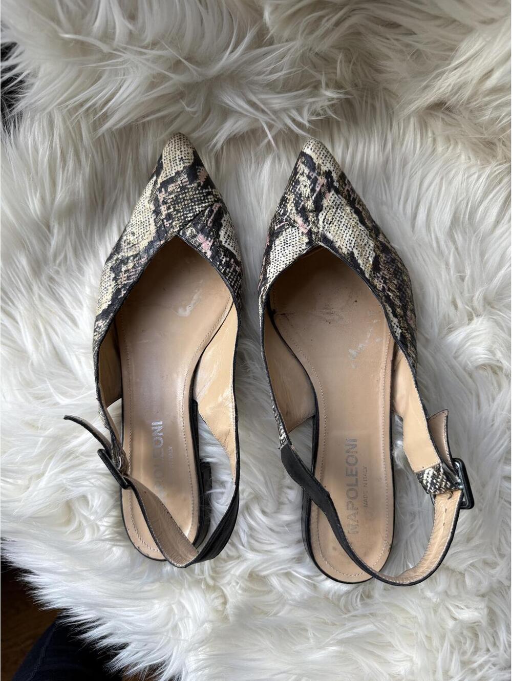 Napoleoni Snakeskin Pattern Slingback Heels - Size 40